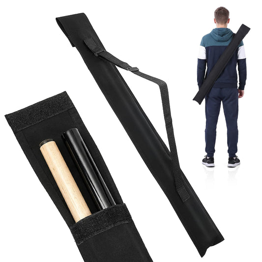 Fiyooau Pool Cue Case 2 x 2, 32" Long Pool Stick Case for Holding 2 Butts & 2 Shafts Sturdy Billiard Cue Bag with Shoulder Strap for Men and Women, Black