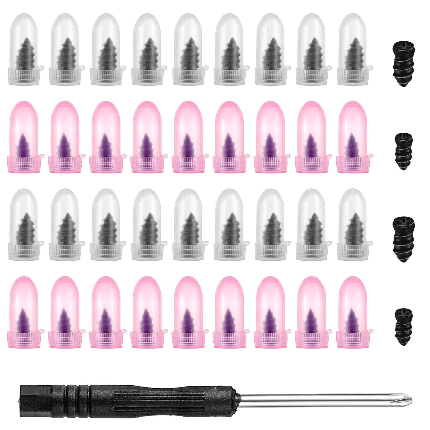 Lusofie 40PCS Tire Repair Kit, Tire Repair Rubber Nail, Tire Plug Kit, Self-Service Rubber Tire Screws with Screwdriver, Fast Repair Kits for Car Motorcycle Truck Atv Tire Puncture Repair(Black)