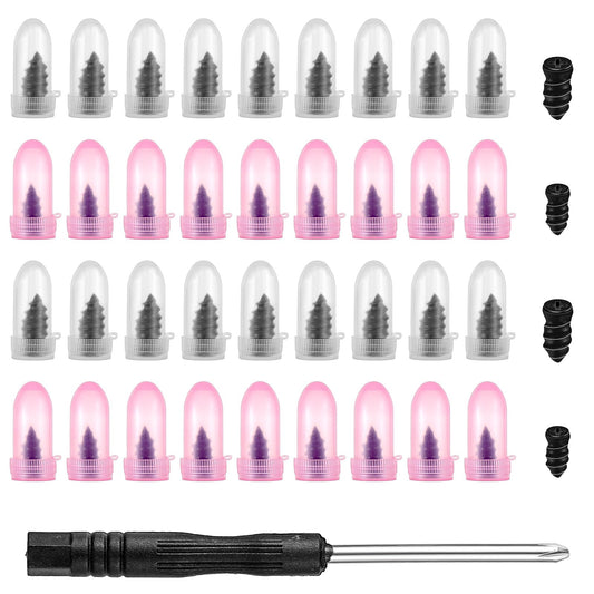 Lusofie 40PCS Tire Repair Kit, Tire Repair Rubber Nail, Tire Plug Kit, Self-Service Rubber Tire Screws with Screwdriver, Fast Repair Kits for Car Motorcycle Truck Atv Tire Puncture Repair(Black)