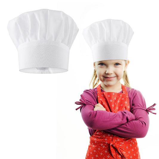 Lusofie Chef Hats Adjustable Elastic Kids Chef Hat White Baby Chef Hat Kitchen Cooking Chef Hats for Girls Boys (S(for Kids))