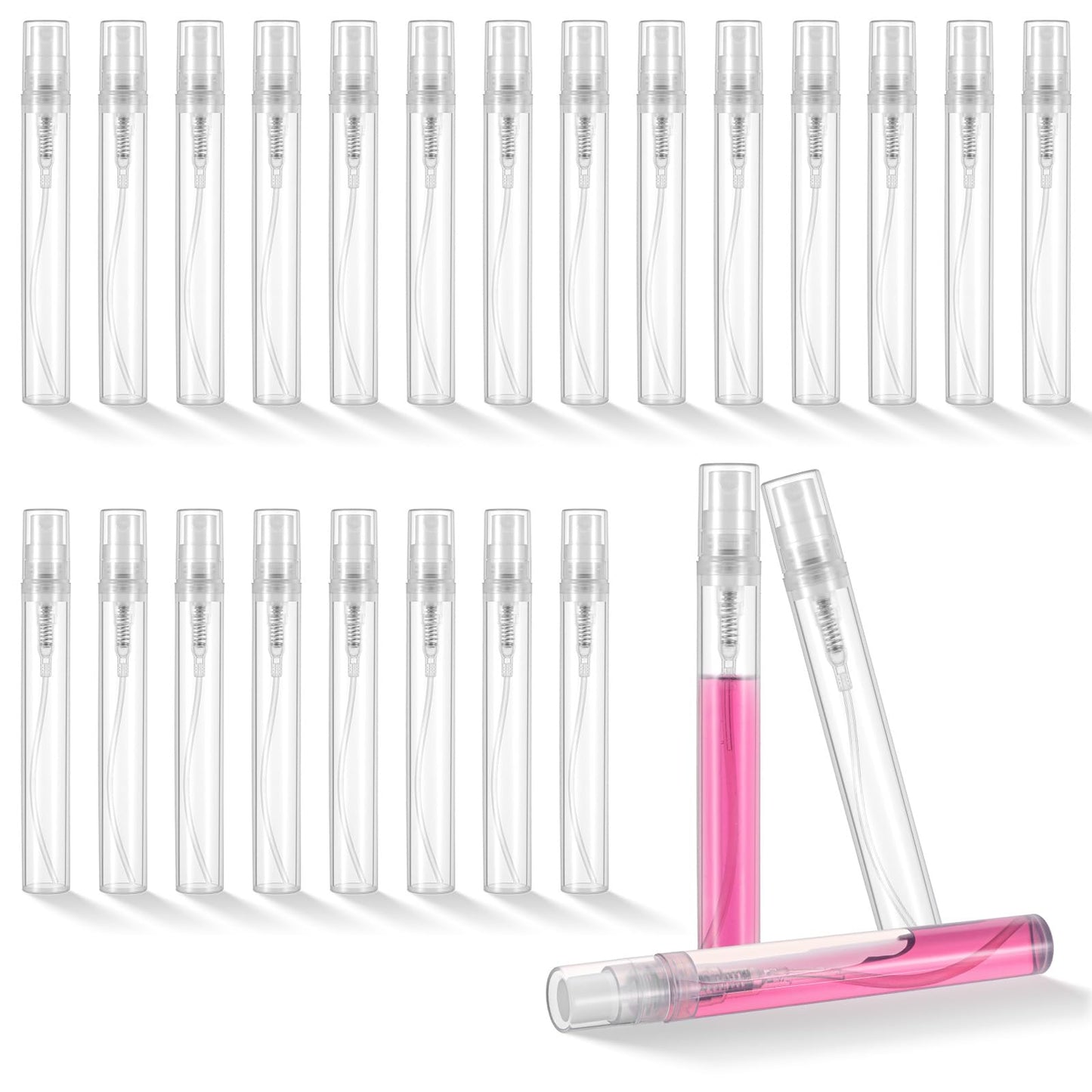 Josojoou 25 PCS travel size spray bottle, 5 ML, portable mini perfume refillable bottle, transparent decants for perfumes, fine mist mini spray bottles for travel, vacation, daily life