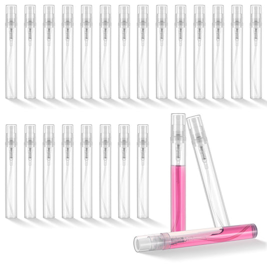 Josojoou 25 PCS travel size spray bottle, 5 ML, portable mini perfume refillable bottle, transparent decants for perfumes, fine mist mini spray bottles for travel, vacation, daily life