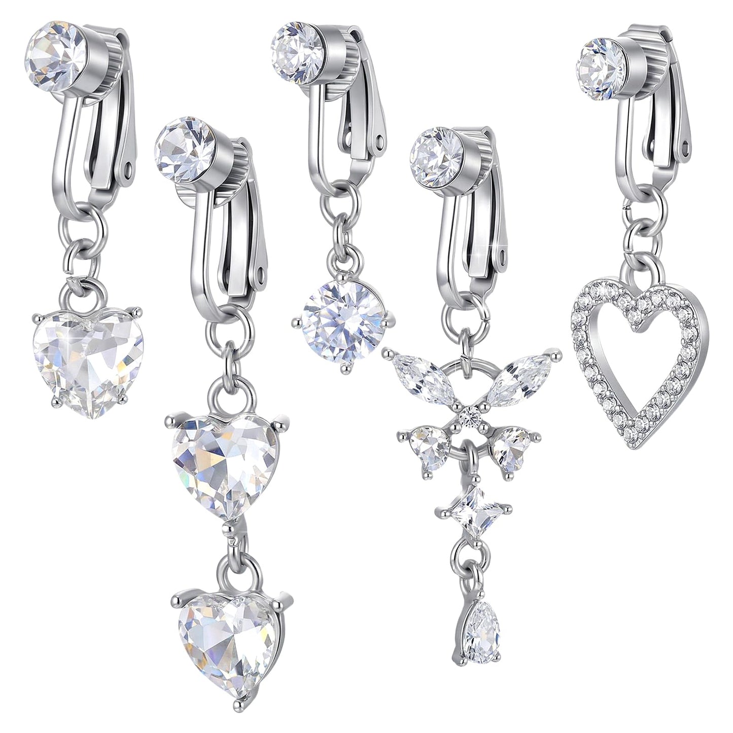 5Pcs Fake Belly Button Piercing Clip On Belly Button Rings for Women Men