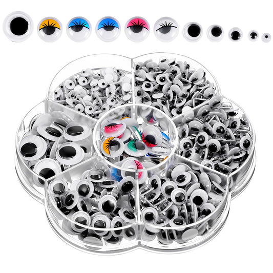 840Pcs Googly Eyes Self Adhesive 4mm-12mm Wiggly Eyes for Crafts