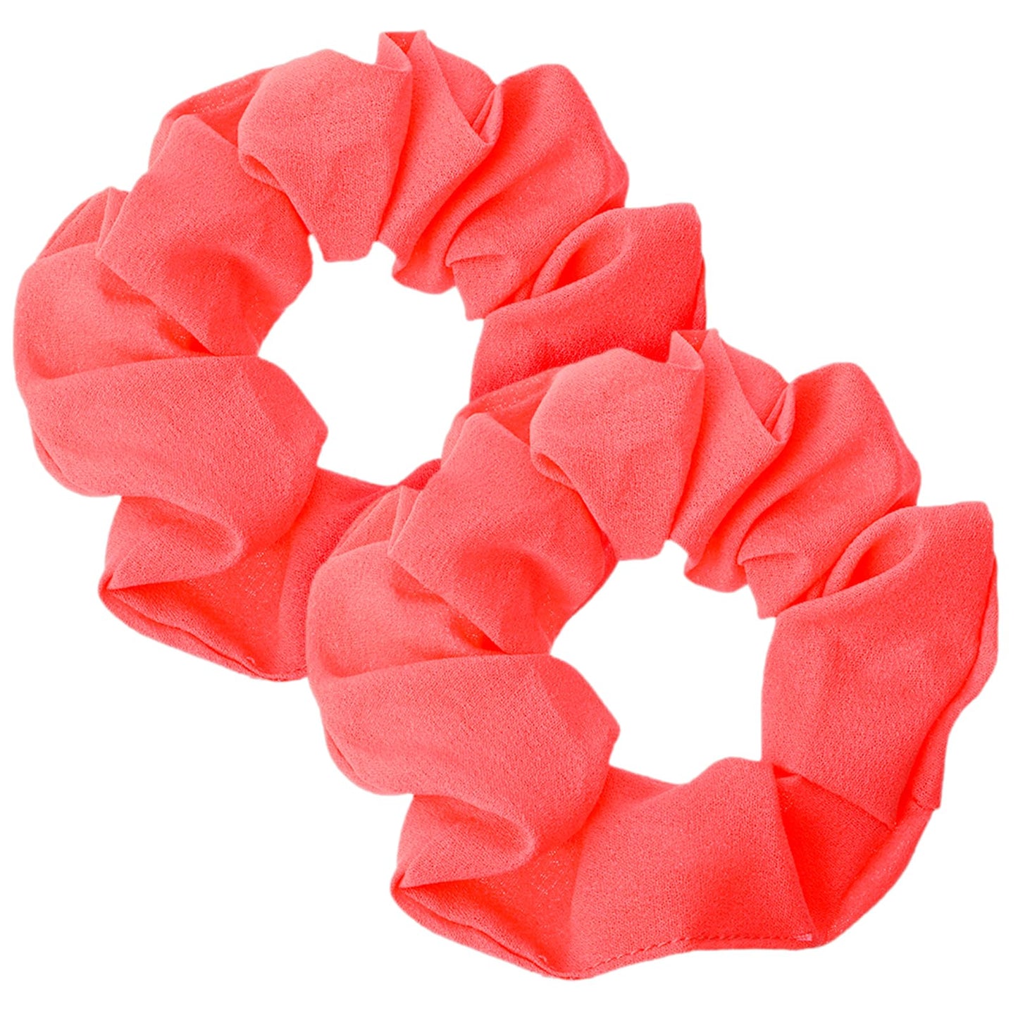 Lusofie 2Pcs Neon Hair Scrunchies Fluorescence Coral Large Scrunchie Scrunchy Elastics Hair Ties Ponatail Holders for Women Girls