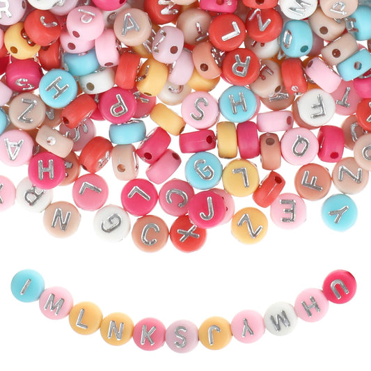 Lusofie 1000pcs Letter Beads Colorful Alphabet Beads Round Mixed A-Z Acrylic Letter Beads for Jewelry Making DIY Necklace Bracelet Keychain