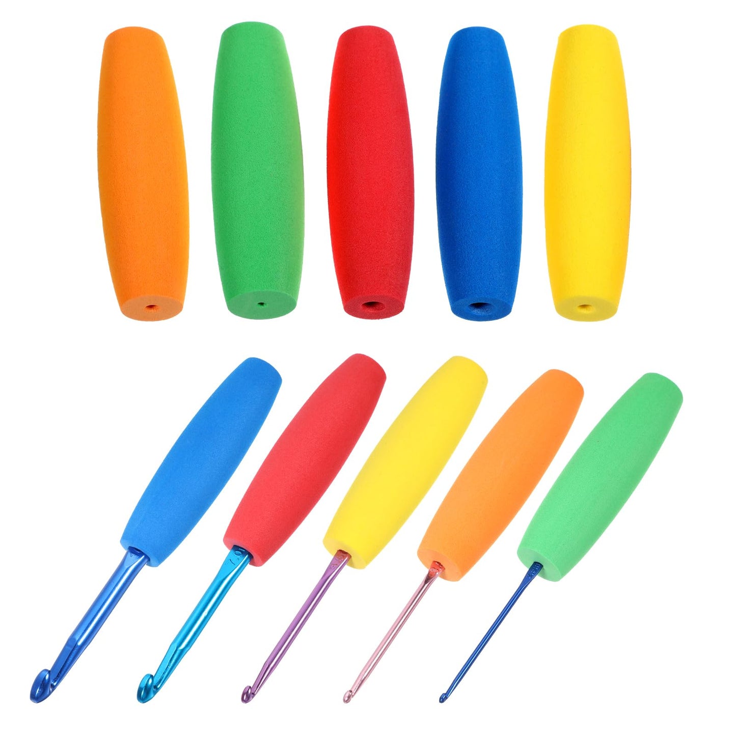 10Pcs Eva Crochet Hook Grips, Crochet Hook Handle, Knitting Needle Handle, Knitting Needle Hand Grips, Crochet Accessories for 2-10mm Knitting Hook