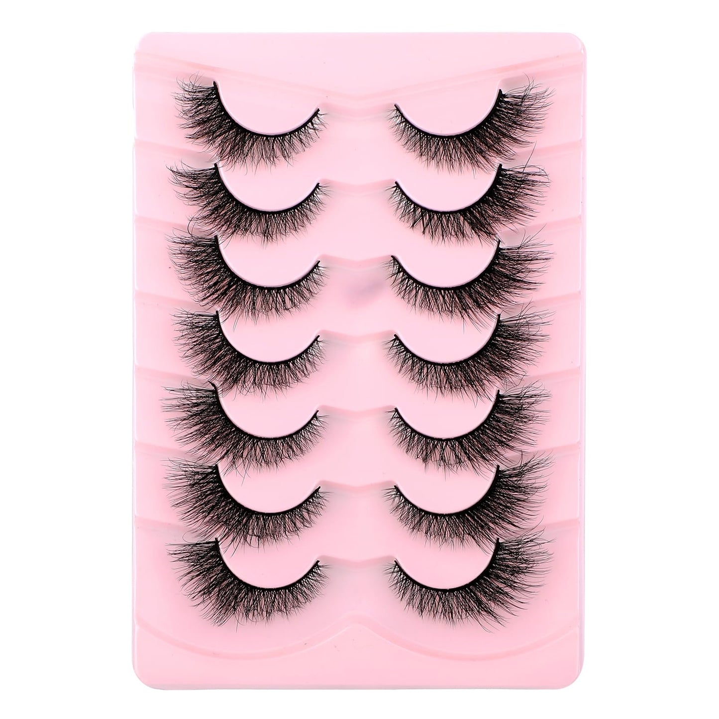 7 Pairs Fox Eye Lash clusters False Lashes Balck Fluffy Lashes Faux Mink Cluster Lash Extensions Volume Lashes Dramatic Cat Eyelashes for Women Girls