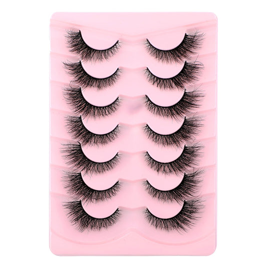 7 Pairs Fox Eye Lash clusters False Lashes Balck Fluffy Lashes Faux Mink Cluster Lash Extensions Volume Lashes Dramatic Cat Eyelashes for Women Girls