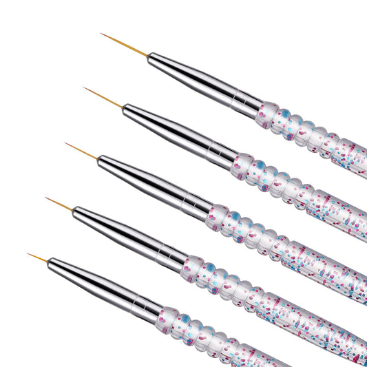 Nail Art Liner Brushes, Lusofie 5Pcs Thin Nail Gel Polish Painting Brush Nails Design Brushes Detail Liner Brush for Nails Art Drawing Pen Easy Hold(7/9/ 11/15/ 20mm)