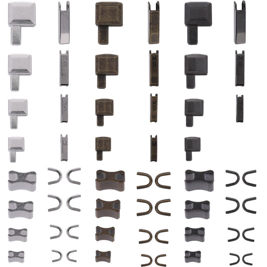 Lusofie 60 Pcs Metal Zipper Stopper Set，Zip Insertion Pin Zipper Repair Kit Metal Retainer Insertion Pin Zipper Top/Bottom Stop Fix Zip Puller for Jackets Coats