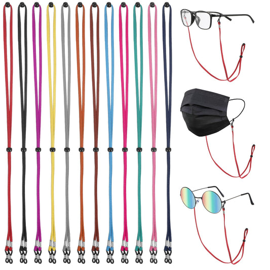 Josojoou 12Pcs Eyeglass Strap, Anti-slip Eye Glasses Holder Around Neck, Adjustable Leather Eyeglasses Lanyards, Sunglasses Straps Cords for Men Women(Multicolor)