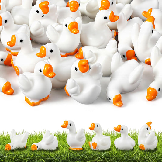 Fiyooau 36Pcs Mini Goose Figurines, 6 Styles Small Resin Geese Bulk Tiny Desk Goose Decor for Dollhouse Fairy Garden Office Micro Landscape Aquarium Ornament DIY Crafts