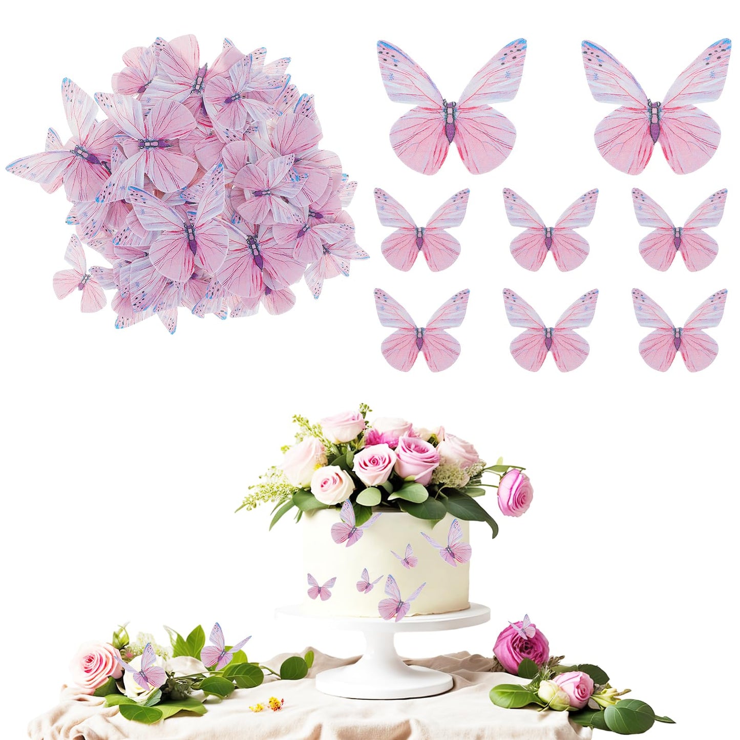 72 pcs Butterfly Cake Decorations Butterfly Cupcake Toppers Princess Cake Topper Birthday and Wedding Cake Decorations