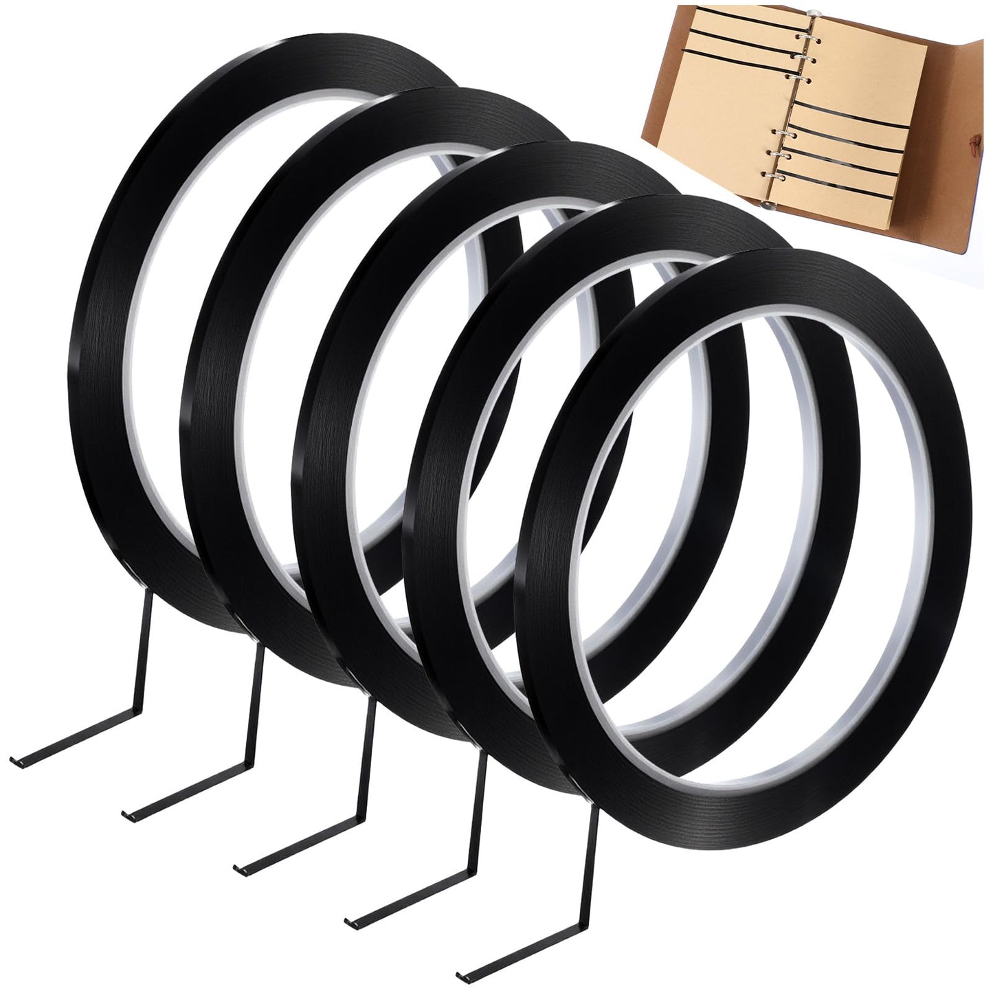 5 Rolls Whiteboard Tape 164 Feet Pinstripe Dry Erase Board Tape Thin Black Draping Tapes 1/8 Inch for Grid Lines Graphic Marking Whiteboard Projects Accessories