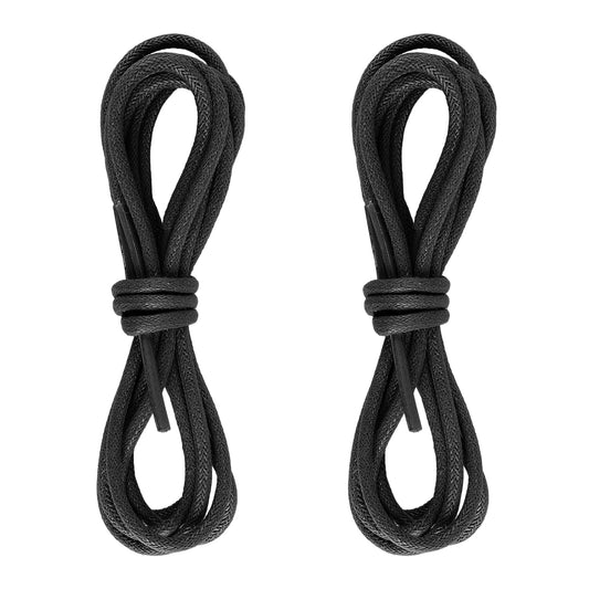 Lusofie 2 Pairs Brown Shoe Laces 80cm Waxed Round Shoe Laces 3mm Thin Shoelaces For Shoes Leather Dress Formal Oxford Brogues for Women Men for a Classy Look (Black)