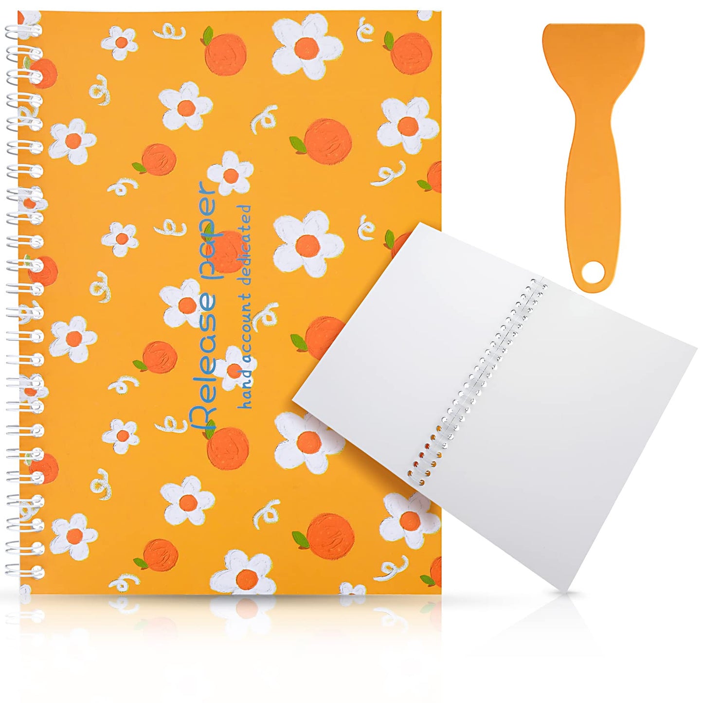 Lusofie Blank Sticker Collecting Book Album Reusable Sticker Storage Notebook with a Plastic Spatula for Stickers Organizer Storage Book(A5, 32 Sheets)