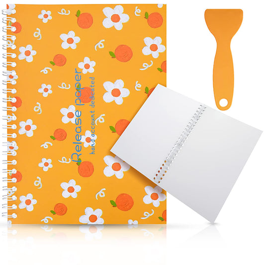 Lusofie Blank Sticker Collecting Book Album Reusable Sticker Storage Notebook with a Plastic Spatula for Stickers Organizer Storage Book(A5, 32 Sheets)