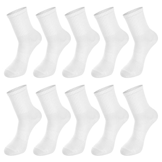 Lusofie 5 Pairs Womens Crew Socks White Sports Socks Breathable Wicking Cushioned White Socks Soft Crew Socks Womens Athletic Socks 4.5-11.5