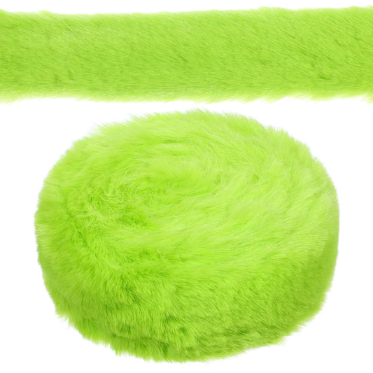 Lusofie Green Fur Fabric Trim, Green Faux Fur Strip Roll 3 Yards Fuzzy Long Fur Fake Craft Fur Christmas Tree Ribbon for Gnomes Beard Hair Cosplay Costume DIY Christmas Tree Decor(1.97inch x 3 Yards)