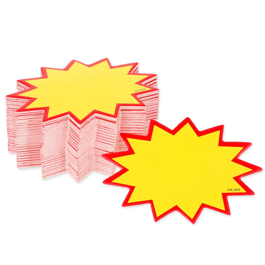 100 Pcs Starburst Signs Price Stickers 1.97x2.75" Blank Star Retail Sale Tags Burst Merchandise Pricing Tags Retail Store Price Label Marking Tags Price Labeling Tag Stickers for Garage Sale Yard Sale