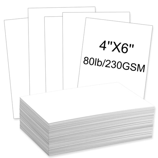 100 Pack 4 x 6 White Cardstock Paper 80 lb / 230 GSM Thick Blank Index Cards for Printer, Invitations, Drawing, Recipe Cards, Greeting Postcards, and Weddings