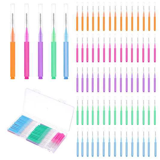 75Pcs Interdental Brush Braces Brushes for Teeth Cleaner 5 Colors Floss Brush Between Teeth Cleaning Brushes Dental Picks Toothpick Tooth Flossing Head Oral Cleaning Tool