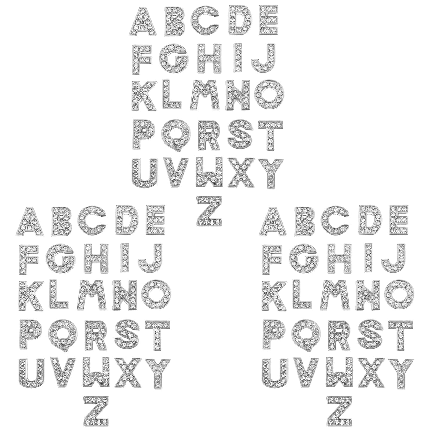 Telooco 78Pcs Rhinestone Letters Charms A-Z Full Rhinestones Slide Alphabet Charms 8mm Initial Charms for Necklaces Bracelets Jewelry Making Crafts Charms