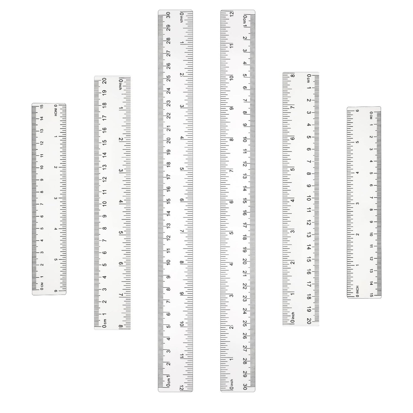 Lusofie 3 Pack 12 Inch Rulers, Colorful Plastic Ruler, Small Ruler for Measuring, Suitable School and Office, Use for Artists Designers and Students, Etc. (Orange, Rose, Green)