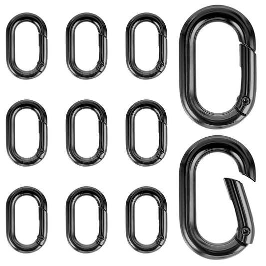 10Pcs Mini Carabiner Clip 1inch Small Carabiner Metal Tiny Oval Carabiners Keychain Hook Clips Spring Keyring Buckle for Paracord Lanyard Keychain, Car Key Rings Hook, Dog Tag Clips, Purse(Black)