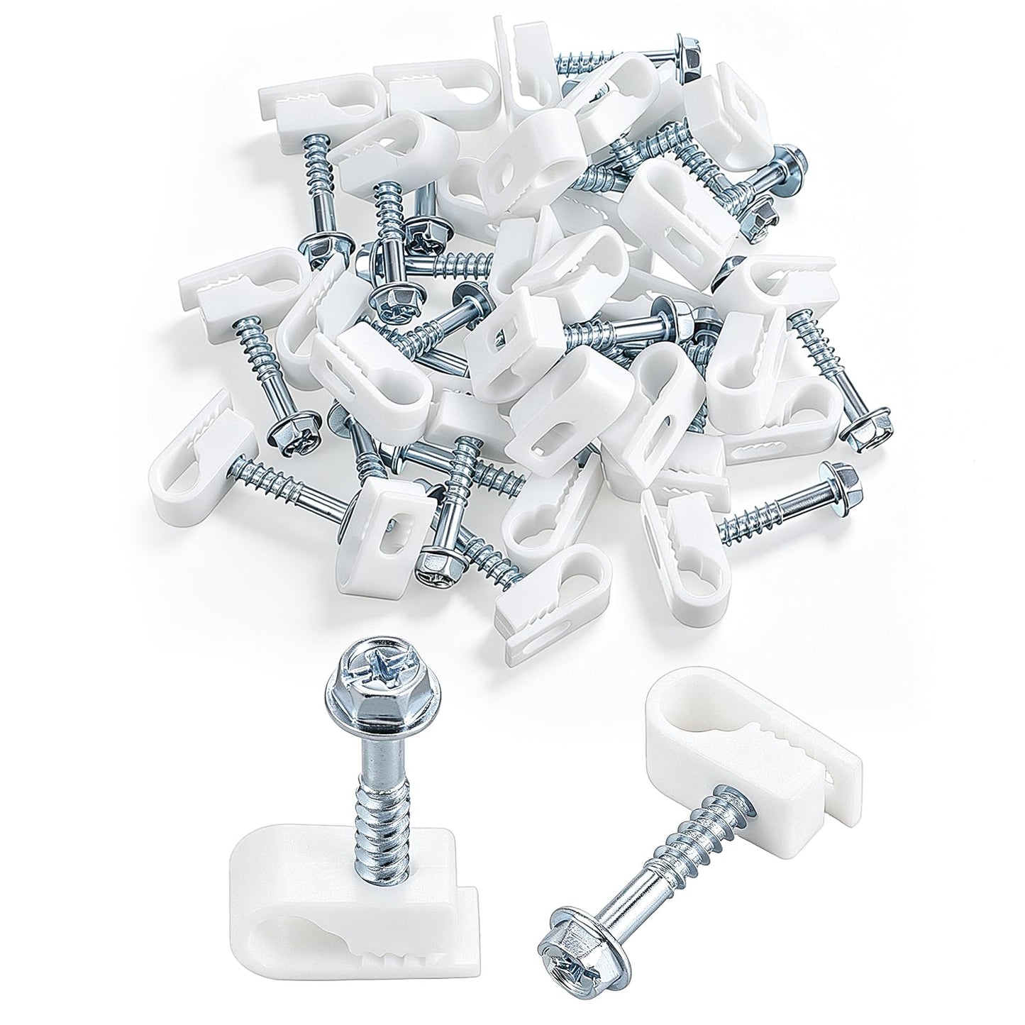30 Pack Single Cable Clips with Screws 1/4 Inch Ethernet Cable Clips