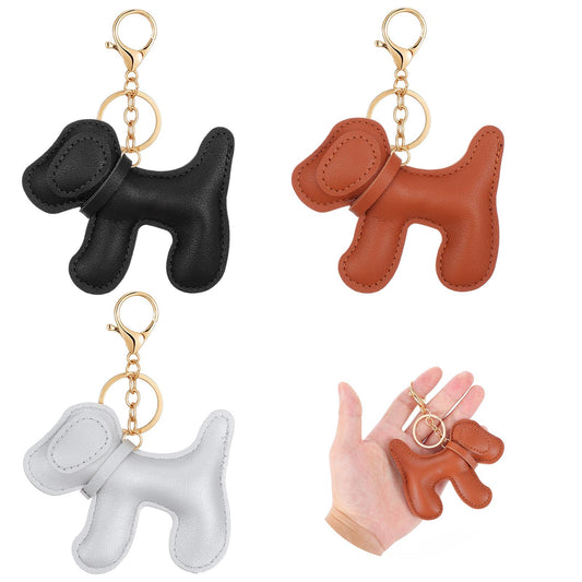 Tucnoeu 3 Pcs Leather Dog Bag Charm Leather dog keychain, Lover Charm Keychain for Purse, Handbag, Backpack, Zipper Accessories