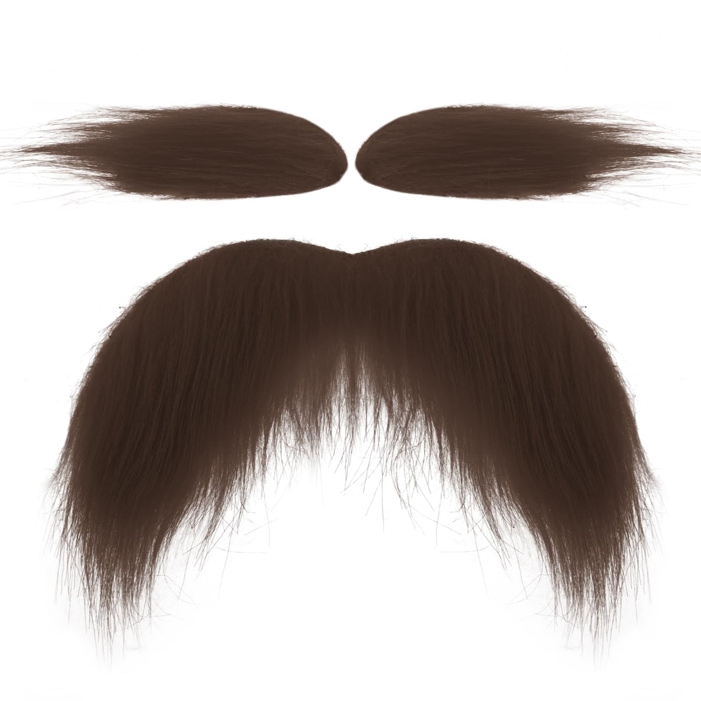 DIVINA VITAE Fake Moustache Brown Moustache Realistic Stick on Moustache and Eyebrows Smooth Fake Beard Self Adhesive for Adults Kids Masquerade Party Favor Costume Halloween Performance