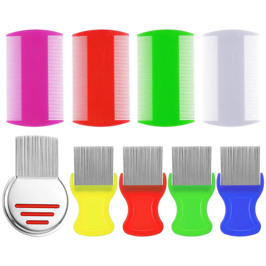 10Pcs Lice Combs Dandruff Comb Stainless Steel Tooth Comb Double Sided Scalp Comb for Women Men Dandruff Removal Head Lice Treatment