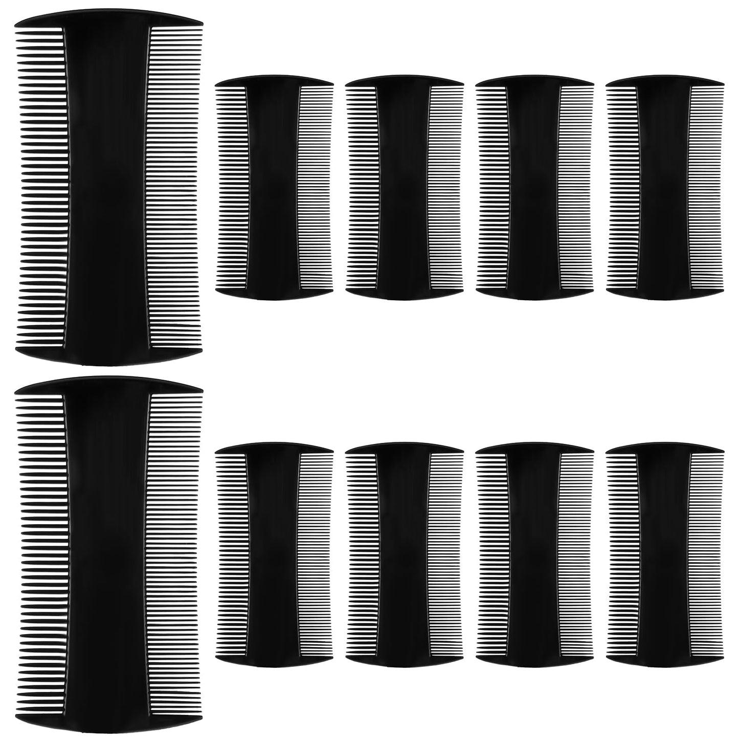 10Pcs Blcke Double-Sided Pocket Comb Plastic Fine and Coarse Teeth Comb For Detangling Knots Beard Care Grooming for Hair, Beards & Mustaches