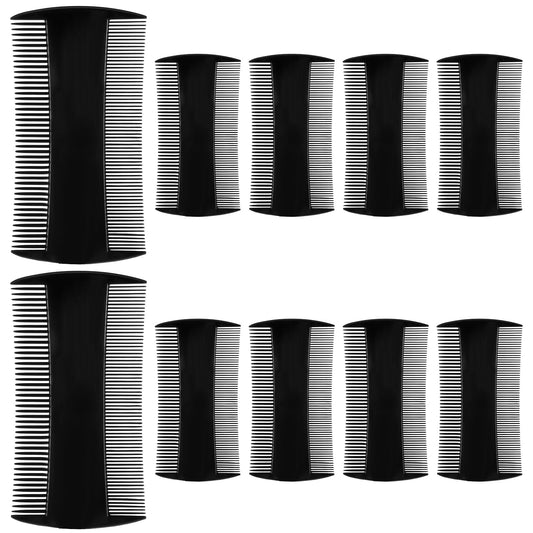 10Pcs Blcke Double-Sided Pocket Comb Plastic Fine and Coarse Teeth Comb For Detangling Knots Beard Care Grooming for Hair, Beards & Mustaches