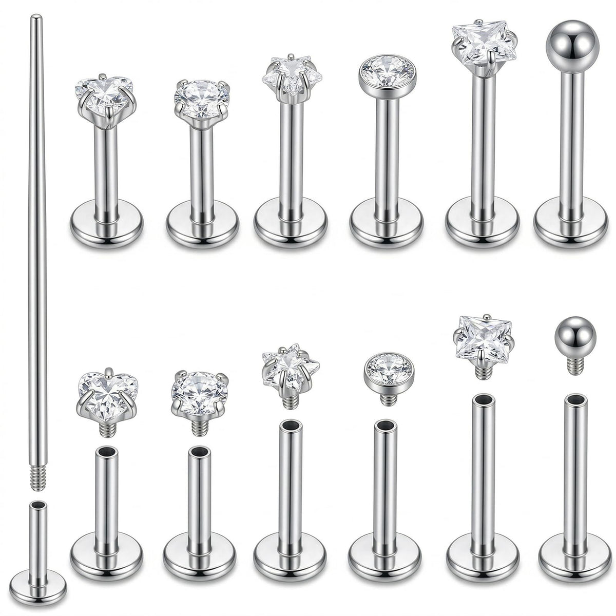 12Pcs 16G Lip Rings for Women,316L Surgical Lip Studs Internally Threaded
