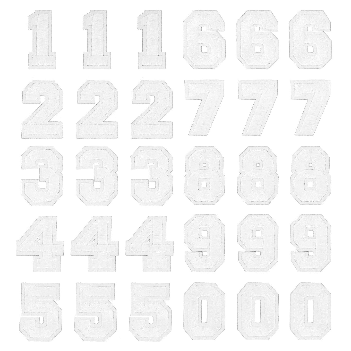 Lusofie 30pcs Iron On Numbers White Number Patch 0-9 Numbers Decorative Patch Sewing Embroidery Applique Patches for Jeans Hats Jackets Backpacks Shirts Bags Crafts (White, 2 Inch)