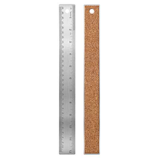 12 Inch Metal Ruler Cork Backed Stainless Steel Ruler 30cm Straight Folding Ruler for Student Office Engineers Draw Measure Sewing Ruler School Supplies