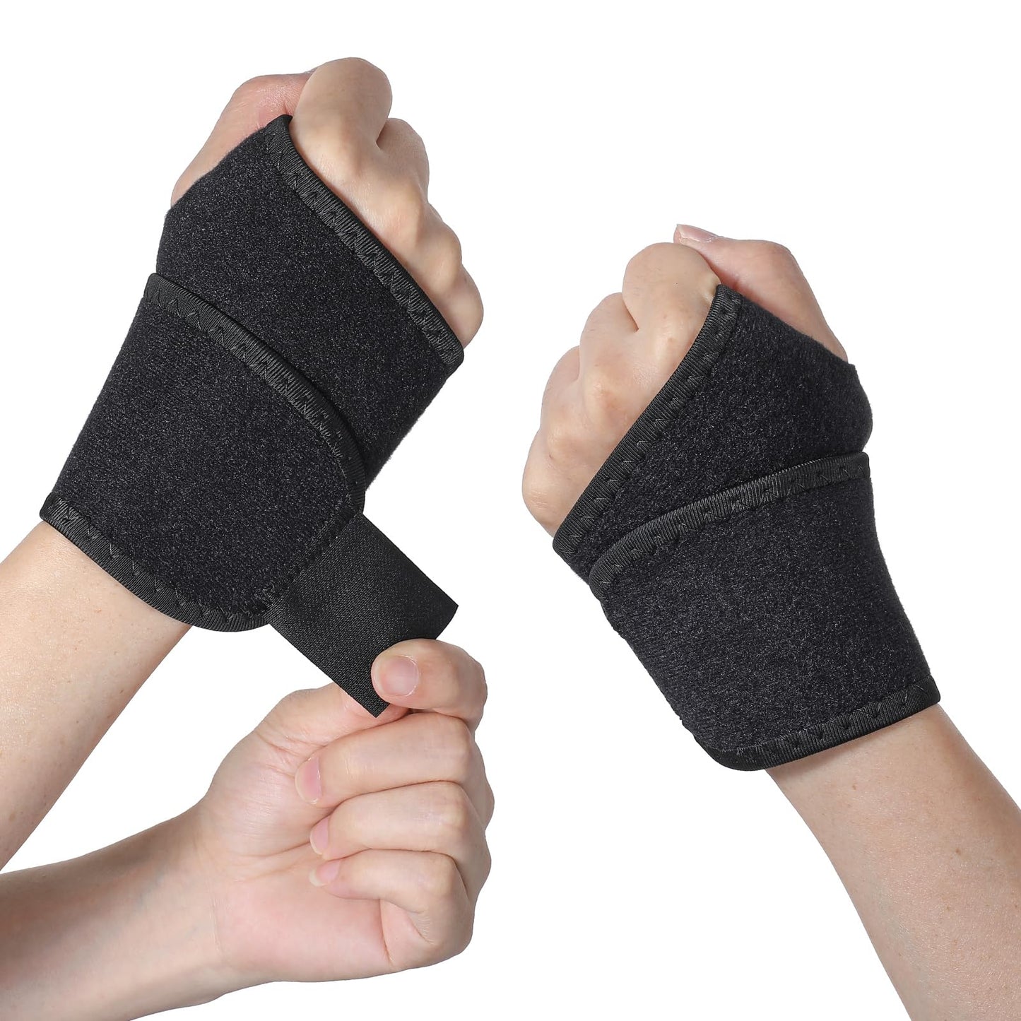 DIVINA VITAE 4 Pcs Adjustable Hand & Wrist Braces,Working Out Fitness of Wrist Brace, Gym Wrist Straps for Tendonitis, Arthritis, Carpal Tunnel, Sports Injuries(Black)