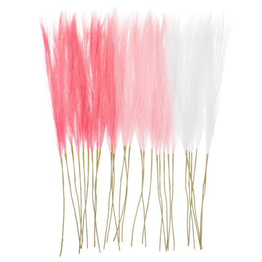 Telooco 30Pcs Pampas Grass 21.6" Pink White Faux Pampas Grass Decor Artificial Small Pompas Grass Flower Vase Fille for Home Wedding Party Decoration(Light Pink, Dark Pink, White)