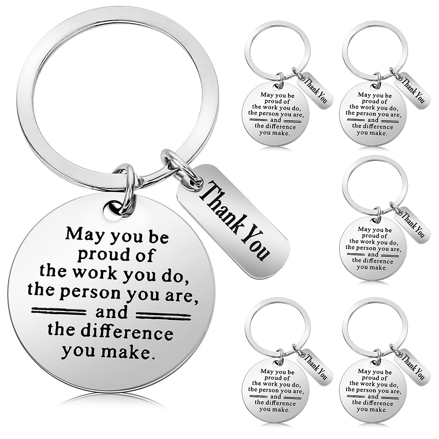 6 Pieces Thank You Keyring for Women Men Thank You Gifts Leaving Gifts for Colleague Teacher Counselor Doctor Nurse Social Worker
