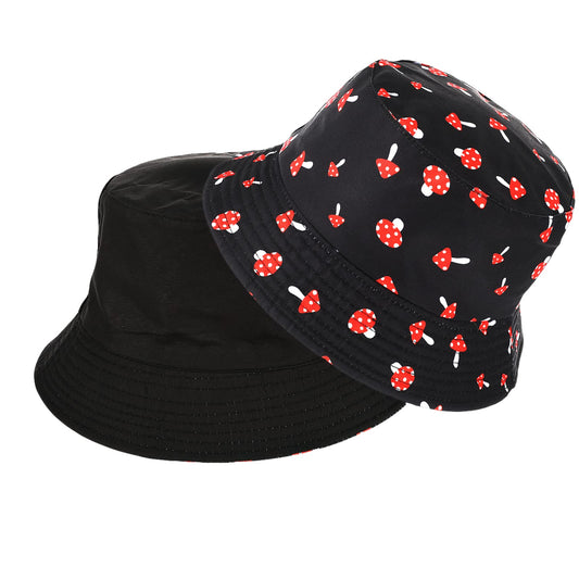 DIVINA VITAE Mushroom Hat Bucket Hats for Women Men Double Side Wear Reversible Sun Hat Cap Mushroom Fisherman Hats Hiking Hat for Outdoor Sports Packable Summer Hats BLACK