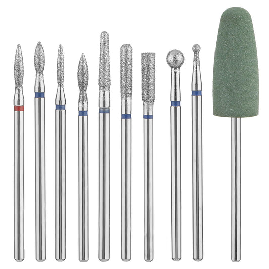 10Pcs Nails Drill Bits for Acrylic Nails, Professional Nail Drill Bits for Home Salon Use for Acrylic Or Gel Remover or Manicure Pedicure for Beginner Manicurists