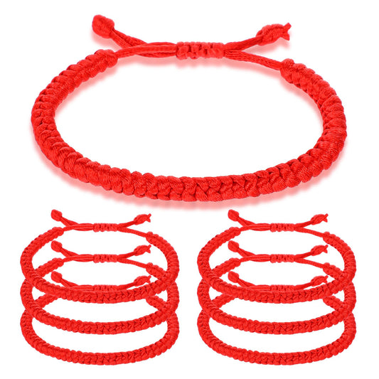 Fiyooau 6 Pack Red String Bracelet, Adjustable Handmade Red Bracelet for Protection Luck Pulsera Roja De Protection Mujer Valentine Birthday Gifts for Women Men Couple Sister