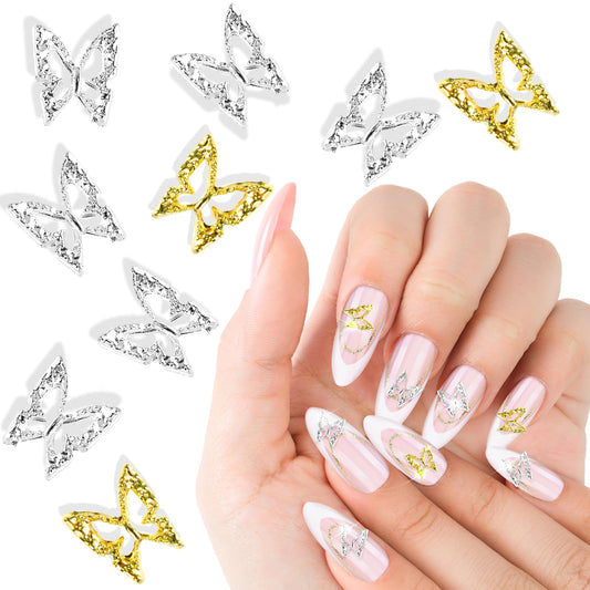 Lusofie 100 Pcs Butterfly Nail Charms 3D Nail Charms Butterflies Shape Nail Gems Butterfly Decorations for Women Girls DIY Nail Art Decoration Craft Jewelry