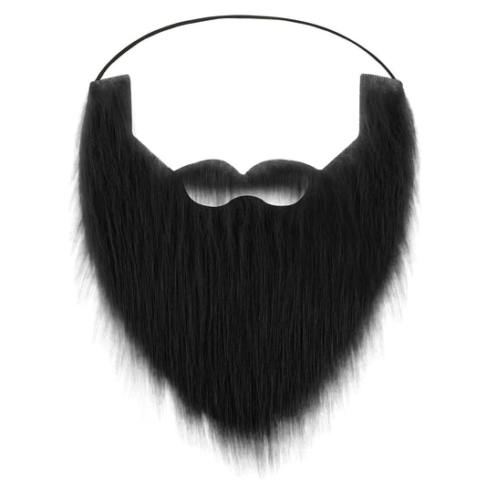 Fake Beard Black Fake Mustache Fake Facial Hair Novelty Fake Moustache False Moustache for Adults with Adjustable Elastic Rope Old Man Costume Masquerade Party Favor Halloween Supplies