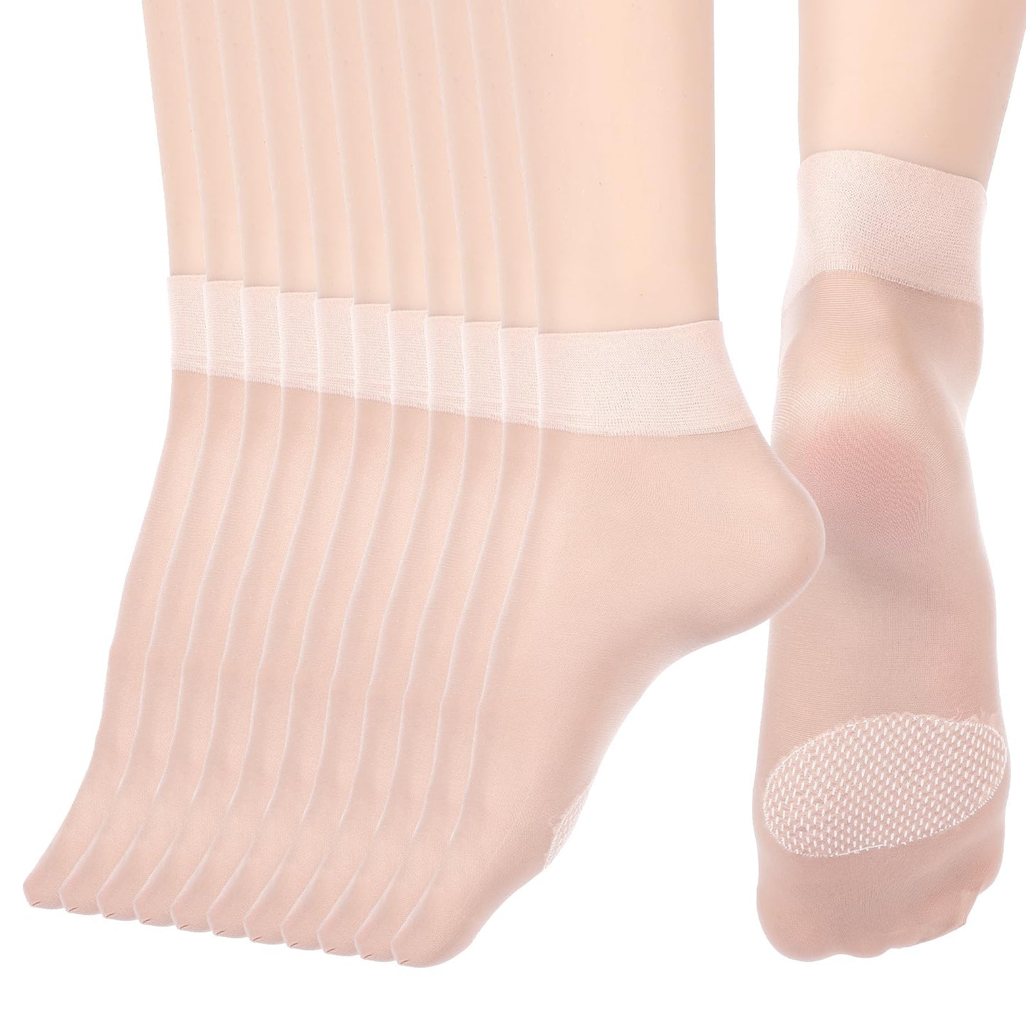 HaiFafafaing 12 Pairs Sheer Ankle Nylon Socks for Women with Reinforced Toe Transparent See Through Ankle Stockings Socks Hosiery Nude Summer
