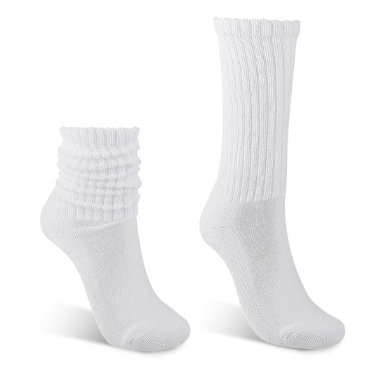 Telooco Slouch Socks for Women 1 Pair Long Boot Scrunch Sock Soft Thick Stacked Socks for Fall Winter Warm US Size 6-11(White)