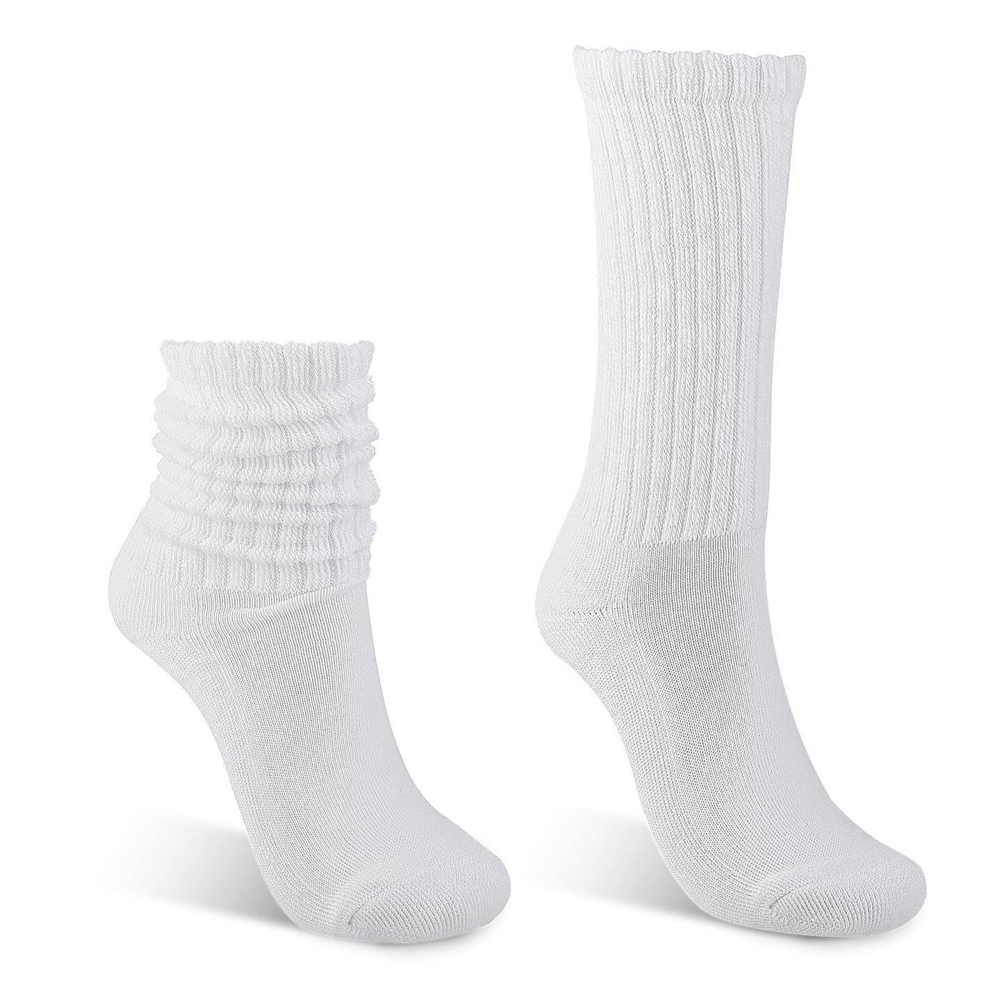 Telooco Slouch Socks for Women 1 Pair Long Boot Scrunch Sock Soft Thick Stacked Socks for Fall Winter Warm US Size 6-11(White)